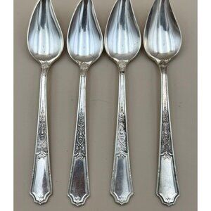 Rogers Bros 1847 Ancestral Fruit Orange Dessert Spoons Set of 4 Silver Plated